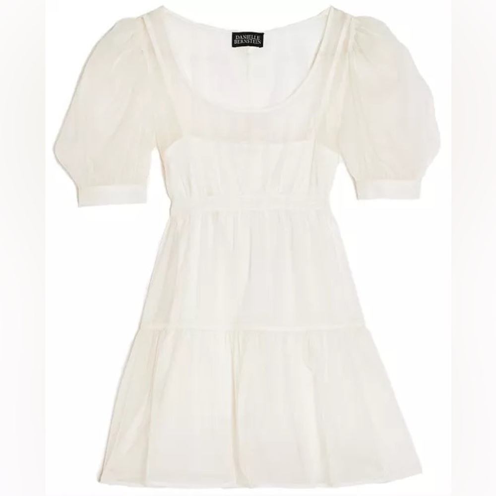 Danielle Bernstein Solid Organza Puff-Sleeve Mini Dress - Picture 4 of 6